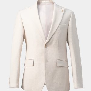Men’s Seersucker Textured Blazer Beige