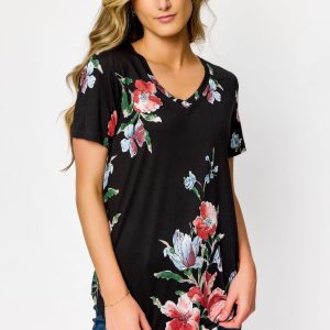 Floral V-Neck Short Sleeve Tee