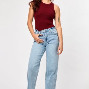 Tattoo Light Wash High-Rise Wide Leg Jean