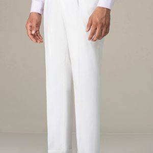 Elasticated pleated pant white