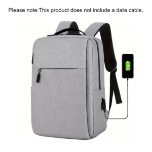 1pc Grey Business Laptop Backpack, Lightweight Fabric Travel Bag with Adjustable Strap, Zipper Closure, Polyester Lining, Sewing Thread Detail, Lace-Up Design for School, Outdoor, Valentines Gift