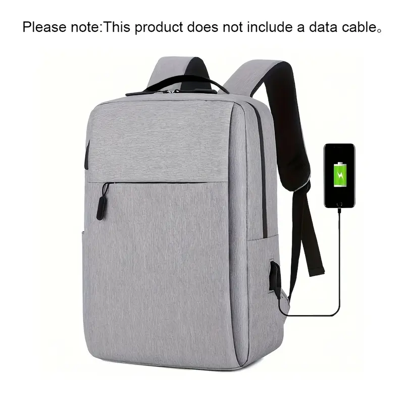 1pc Grey Business Laptop Backpack, Lightweight Fabric Travel Bag with Adjustable Strap, Zipper Closure, Polyester Lining, Sewing Thread Detail, Lace-Up Design for School, Outdoor, Valentines Gift